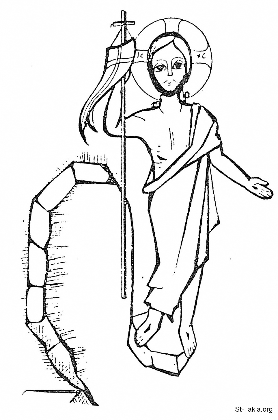 St-Takla.org Image: Resurrection of Jesus Christ, Coptic coloring image     :    ͡   