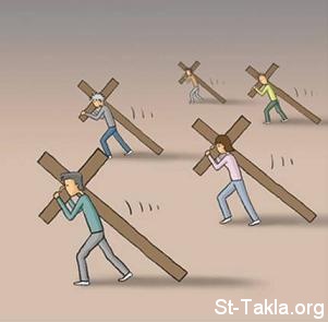 St-Takla.org Image: Carrying the Holy Cross, humbleness, being like Jesus صورة في موقع الأنبا تكلا: حمل الصليب، التواضع، التشبه بالمسيح