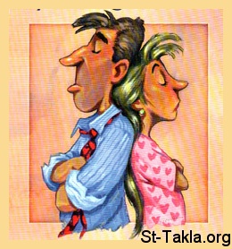 St-Takla.org Image: Angry husband and wife, marital problems صورة في موقع الأنبا تكلا: زوجان غاضبان، مشاكل زوجية