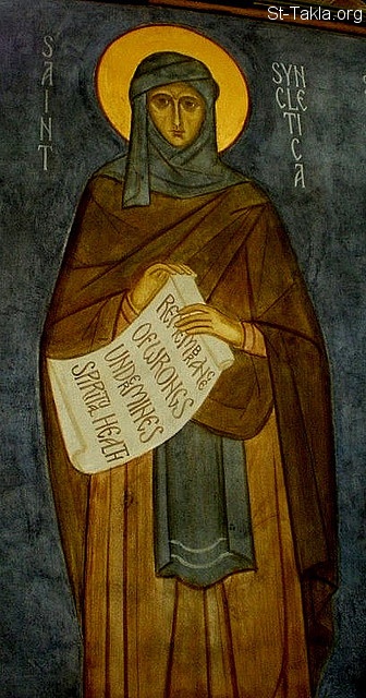 St-Takla.org Image: Fresco of Saint Syncletica of Alexandria     :    ()    