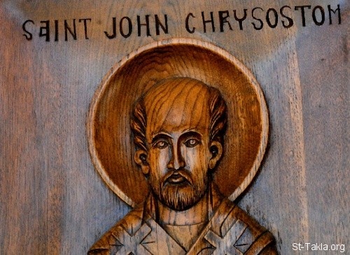 St-Takla.org Image: Saint John Chrysostom, Patriarch of Constantinople, wooden engraving     :      ɡ  