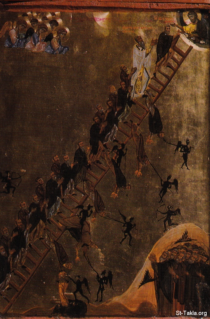 St-Takla.org         Image: Ancient icon of the Ladder of Divine Ascent the Heaven's Ladder :         