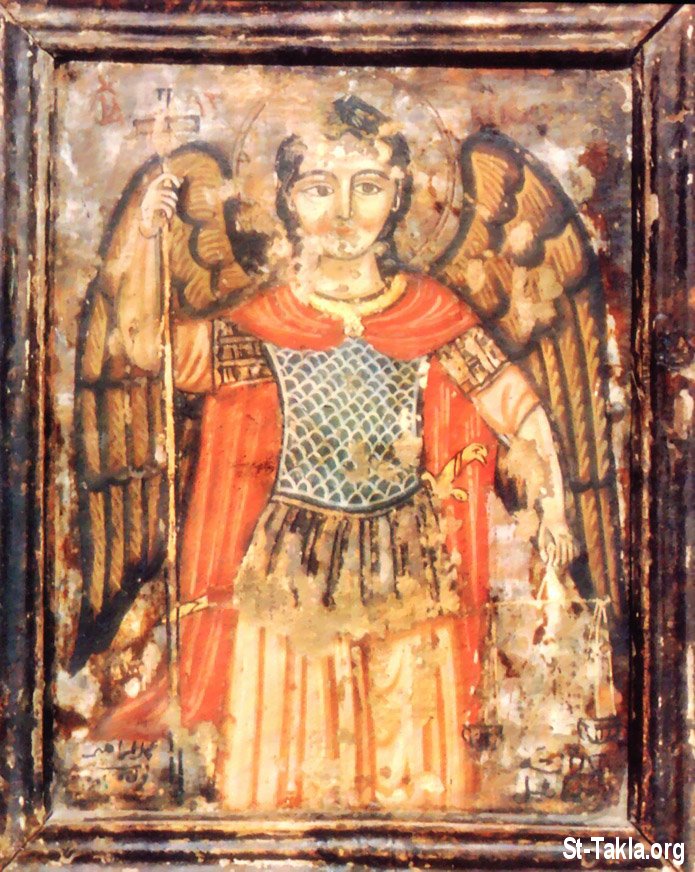                Image: Ancient Coptic icon of Archangel Michael, the patron saint os Saint Takla Haymanout's family