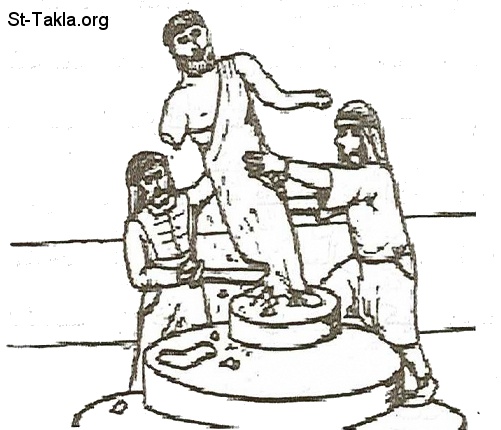 St-Takla.org           Image: Priests destroying an idol during the purification of the temple :       (1  1: 43 4: 43)