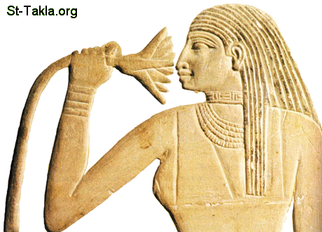 St-Takla.org Image: Ancient Egyptian smelling a rose     :      