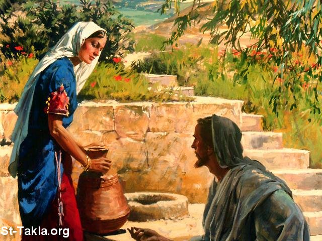 St-Takla.org Image: The Samaritan woman with Jesus     :    