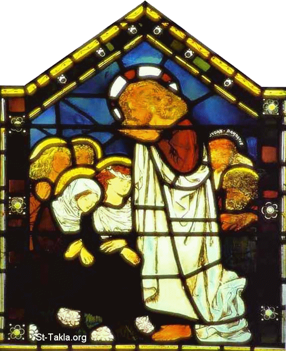 St-Takla.org Image: Dante Gabriel Rossetti, "The Sermon on the Mount" (1862), Stained glass window, south nave, All Saints, Selsley, Gloucestershire, UK.     :       :     1862       ѡ 