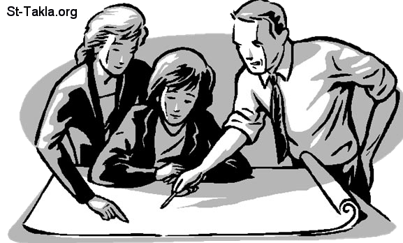 St-Takla.org         Image: A man and two women, planning :    - 