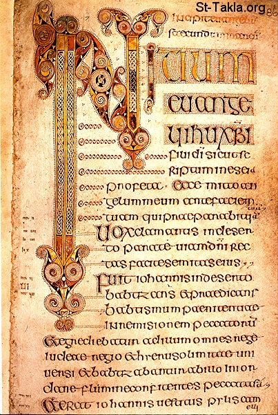 St-Takla.org         Image: Image of page from the 7th century Book of Durrow, from The Gospel of Mark. - Trinity College Dublin, Ireland :      ӡ  ڡ         