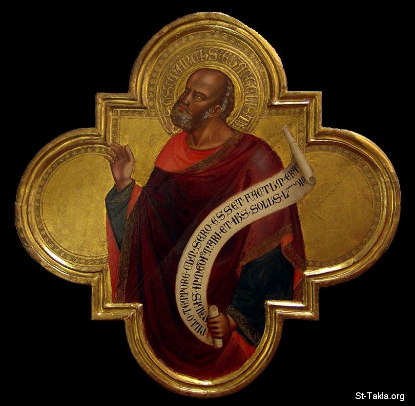 St-Takla.org         Image: St Mark - Lorenzo Di Bicci - 1398 - Tempera on wood - Museo dell'Opera del Duomo, Florence :         1398   ȡ        