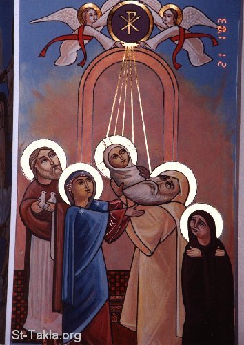 St-Takla.org Image: Modern Coptic icon of the Presentation of Jesus into the Temple     :          